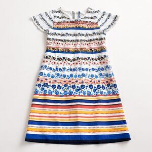 Kensie Floral Stripe Shift Dress Medium Exposed Zip